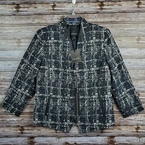 NWT Trouve speckled moto jacket blazer tweed Large